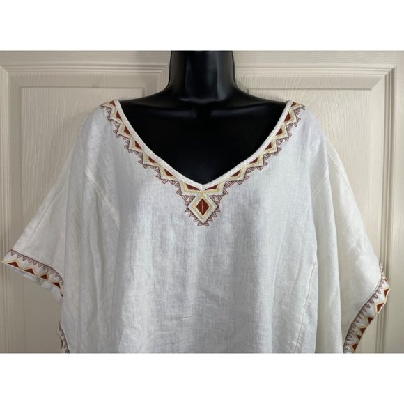 Sonoma Top Womens Plus Size 4X Dolman Sleeve Embroidered Boho Cream NWT - Picture 2 of 12